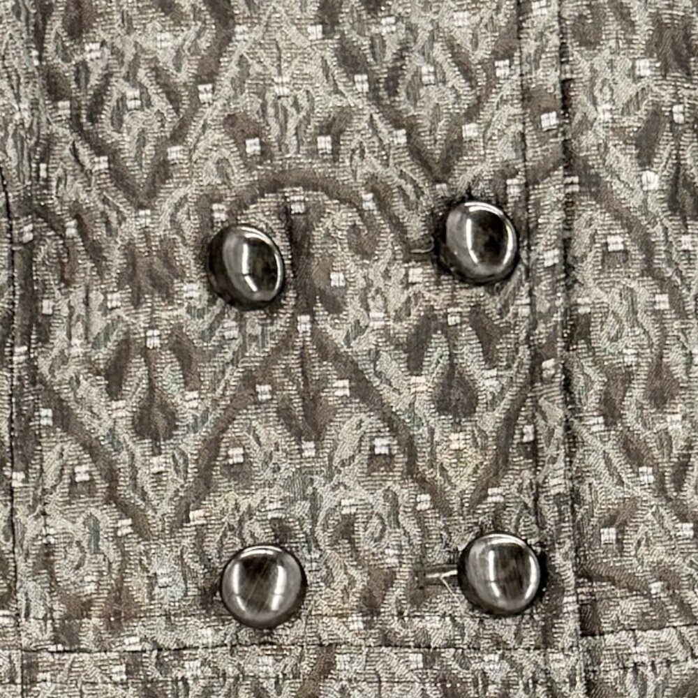 Rafaella Petites Grey Metallic Brocade Knee Length Trench Coat Sz SP - Picture 2 of 9